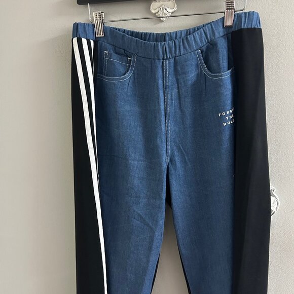 T-471 Denim with Black Stripe Pull On pant by TRICOTTO - Picture 1 of 1